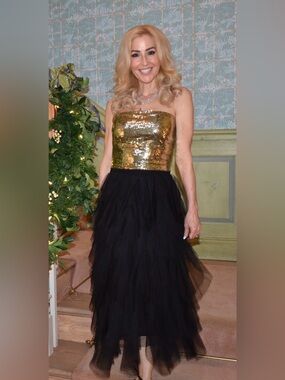 Dolce & Gabbana Sequined and lace strapless top